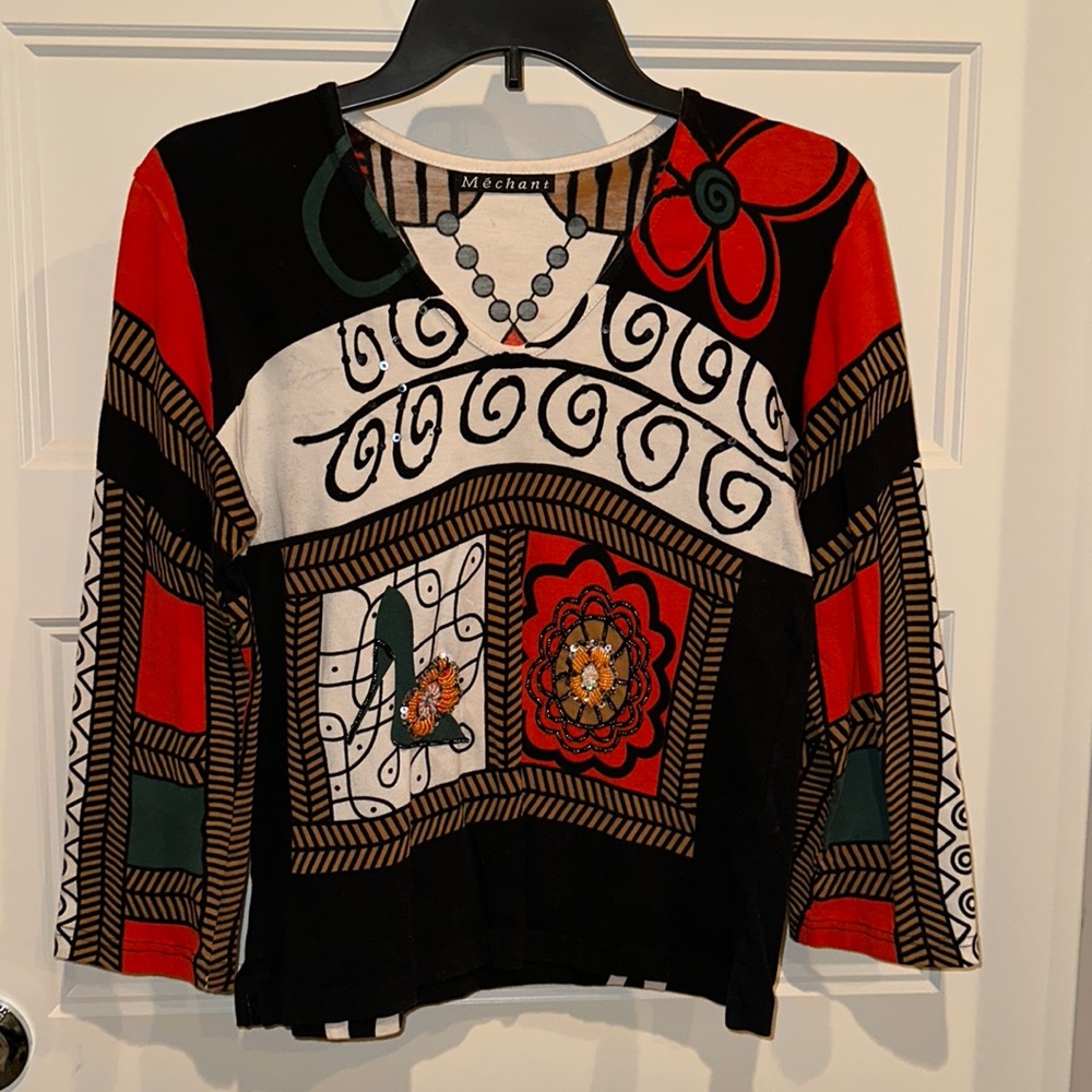 Merchant V-Neck Embellished top M